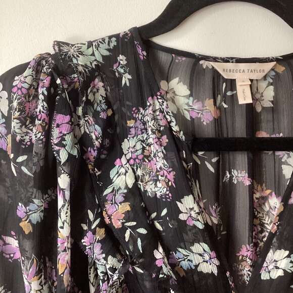 Rebecca Taylor Sheer Chiffon Floral Paisley Dress - Picture 3 of 7